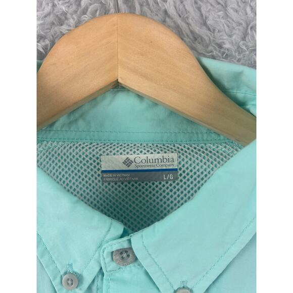Columbia PFG Omni-Shade Fishing Shirt Long Sleeve Button Up Teal Size L - Picture 4 of 10